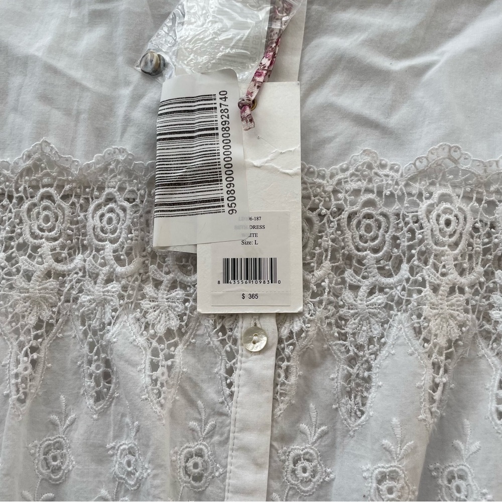 LOVESHACKFANCY Women's Beth Dress, White, L - Picture 14 of 15